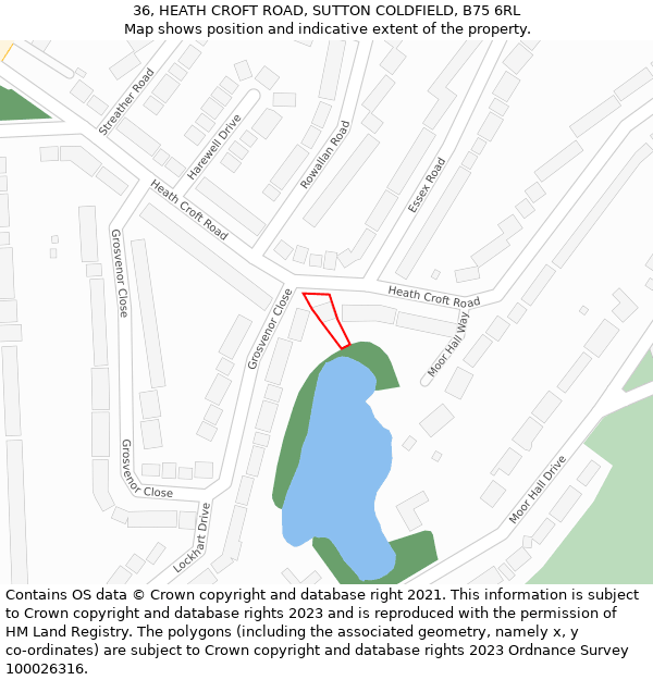 36, HEATH CROFT ROAD, SUTTON COLDFIELD, B75 6RL: Location map and indicative extent of plot