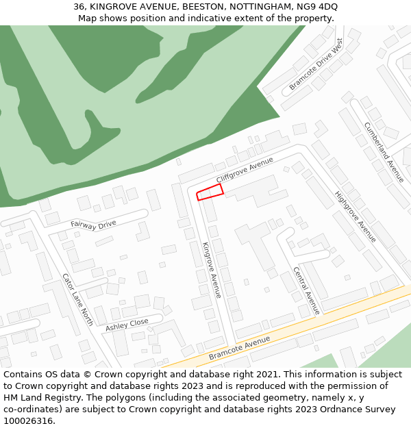 36, KINGROVE AVENUE, BEESTON, NOTTINGHAM, NG9 4DQ: Location map and indicative extent of plot