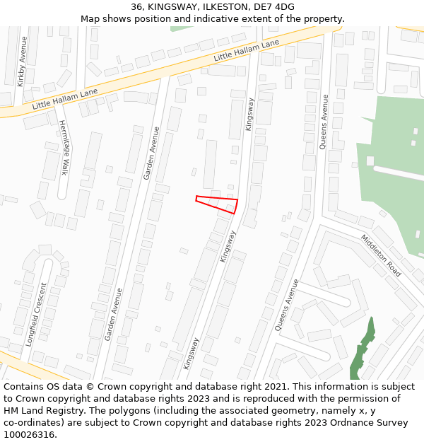 36, KINGSWAY, ILKESTON, DE7 4DG: Location map and indicative extent of plot