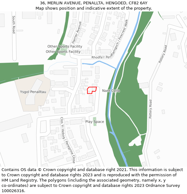 36, MERLIN AVENUE, PENALLTA, HENGOED, CF82 6AY: Location map and indicative extent of plot