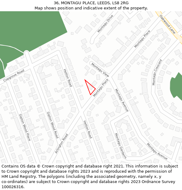36, MONTAGU PLACE, LEEDS, LS8 2RG: Location map and indicative extent of plot