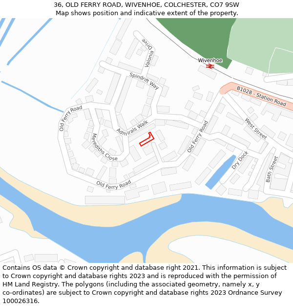 36, OLD FERRY ROAD, WIVENHOE, COLCHESTER, CO7 9SW: Location map and indicative extent of plot