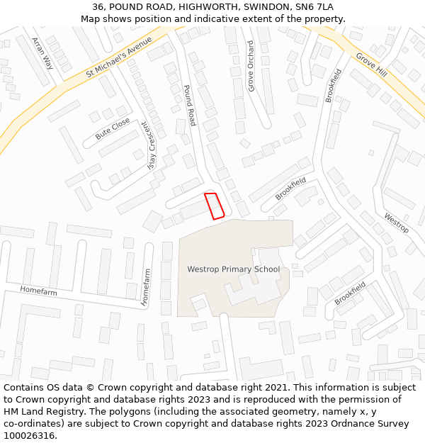 36, POUND ROAD, HIGHWORTH, SWINDON, SN6 7LA: Location map and indicative extent of plot