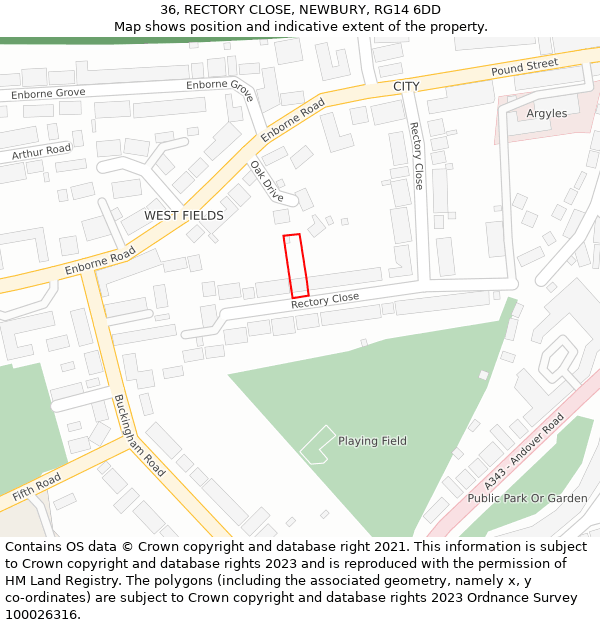 36, RECTORY CLOSE, NEWBURY, RG14 6DD: Location map and indicative extent of plot