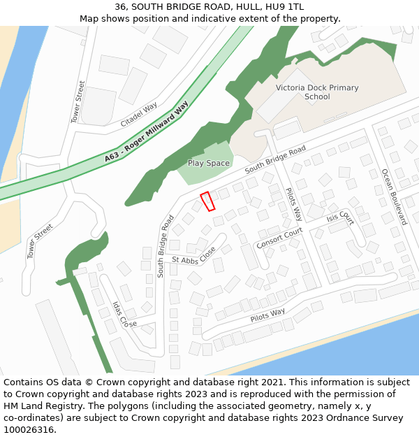 36, SOUTH BRIDGE ROAD, HULL, HU9 1TL: Location map and indicative extent of plot