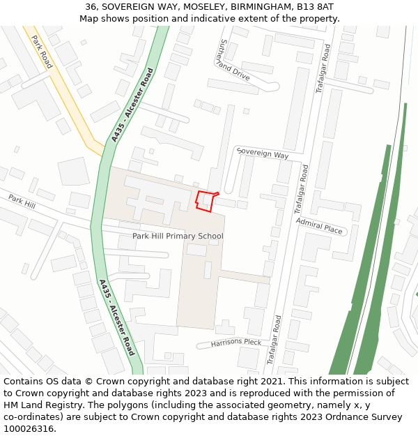 36, SOVEREIGN WAY, MOSELEY, BIRMINGHAM, B13 8AT: Location map and indicative extent of plot