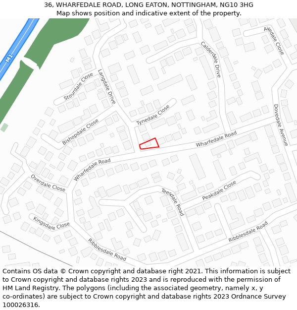 36, WHARFEDALE ROAD, LONG EATON, NOTTINGHAM, NG10 3HG: Location map and indicative extent of plot