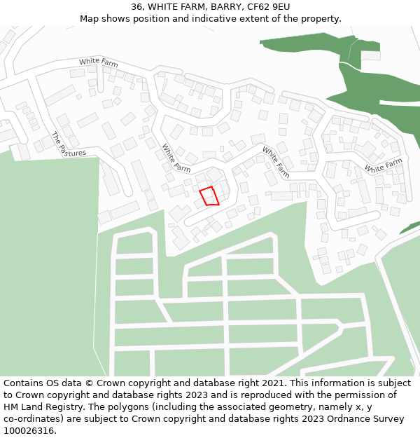 36, WHITE FARM, BARRY, CF62 9EU: Location map and indicative extent of plot