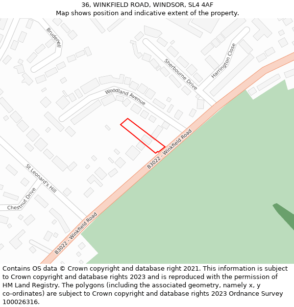 36, WINKFIELD ROAD, WINDSOR, SL4 4AF: Location map and indicative extent of plot