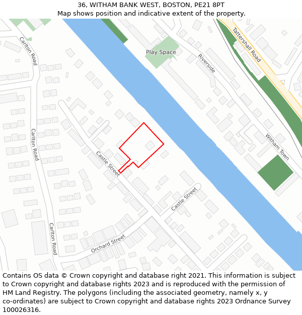 36, WITHAM BANK WEST, BOSTON, PE21 8PT: Location map and indicative extent of plot