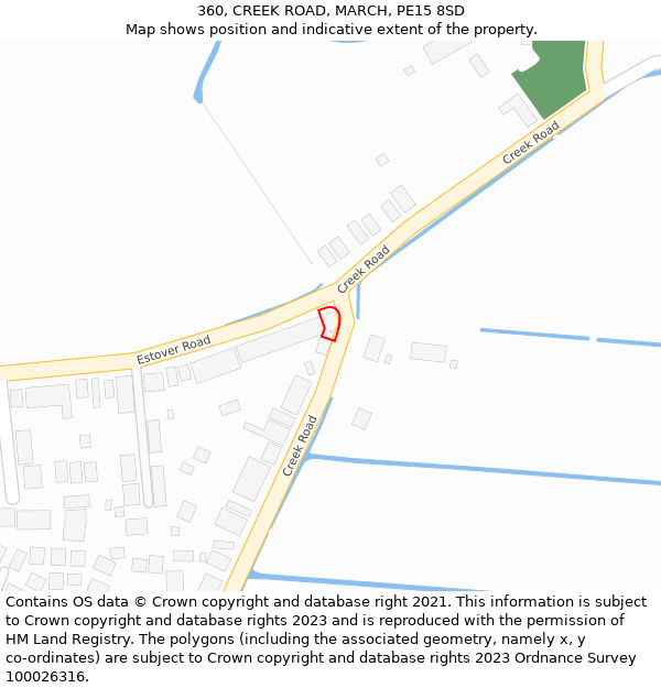 360, CREEK ROAD, MARCH, PE15 8SD: Location map and indicative extent of plot