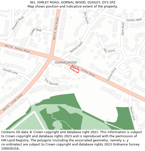 361, HIMLEY ROAD, GORNAL WOOD, DUDLEY, DY3 2PZ: Location map and indicative extent of plot