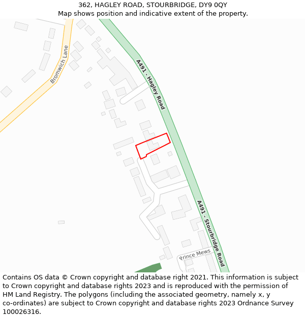 362, HAGLEY ROAD, STOURBRIDGE, DY9 0QY: Location map and indicative extent of plot