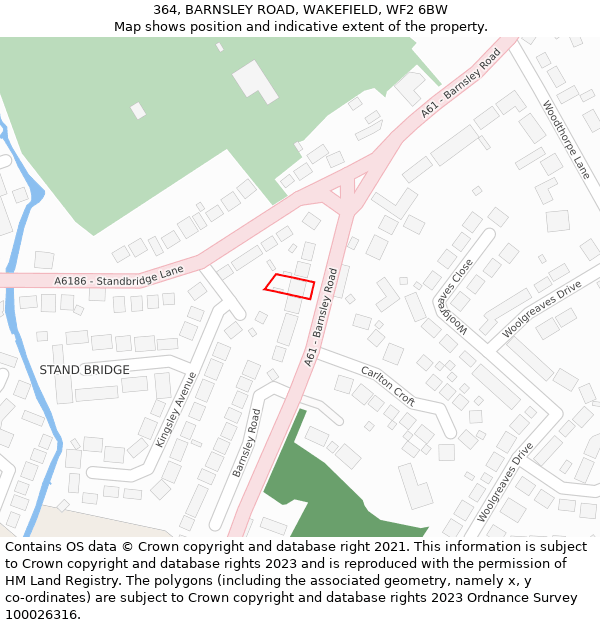 364, BARNSLEY ROAD, WAKEFIELD, WF2 6BW: Location map and indicative extent of plot