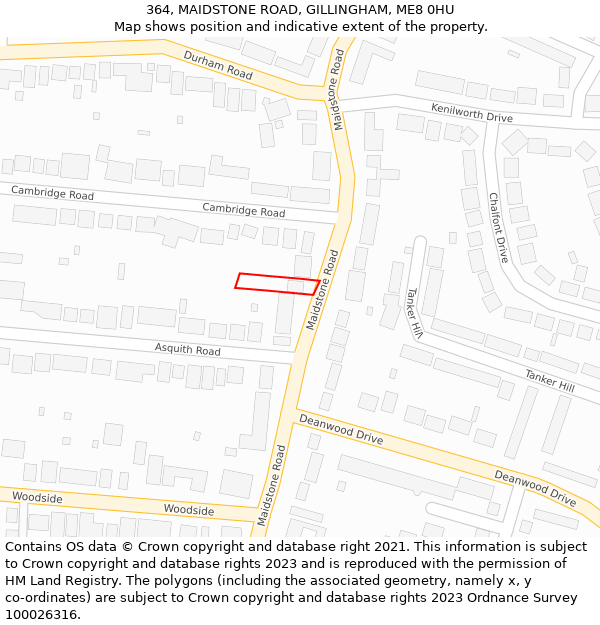 364, MAIDSTONE ROAD, GILLINGHAM, ME8 0HU: Location map and indicative extent of plot