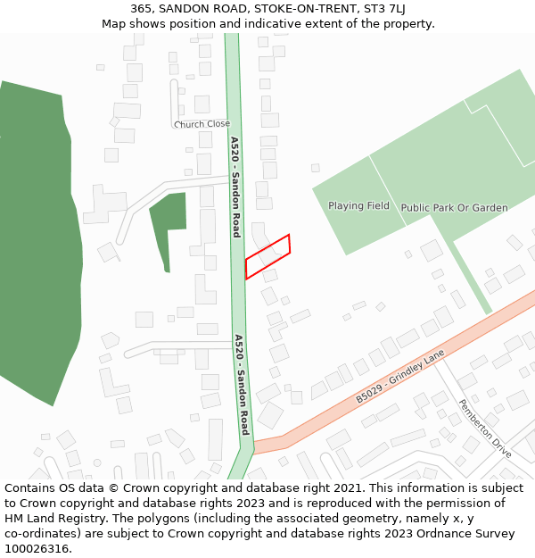 365, SANDON ROAD, STOKE-ON-TRENT, ST3 7LJ: Location map and indicative extent of plot