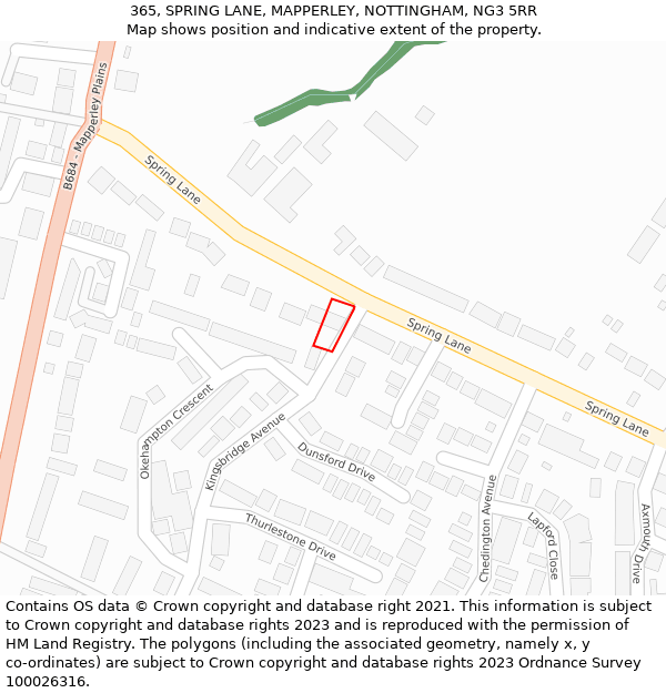 365, SPRING LANE, MAPPERLEY, NOTTINGHAM, NG3 5RR: Location map and indicative extent of plot