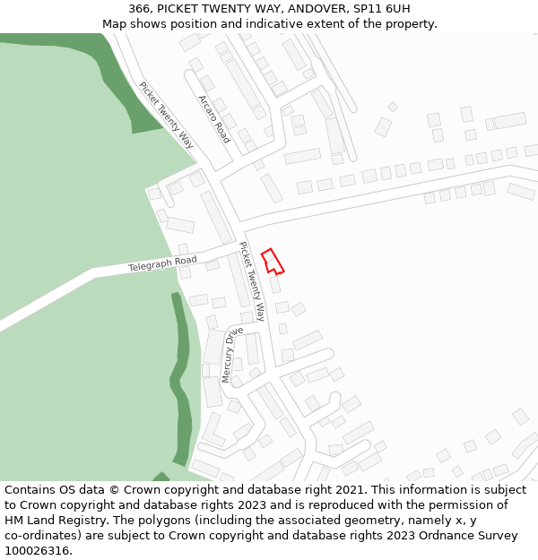 366, PICKET TWENTY WAY, ANDOVER, SP11 6UH: Location map and indicative extent of plot