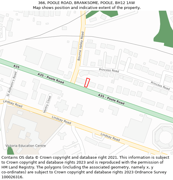 366, POOLE ROAD, BRANKSOME, POOLE, BH12 1AW: Location map and indicative extent of plot
