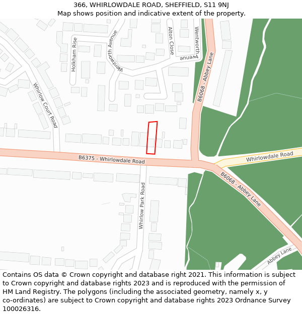 366, WHIRLOWDALE ROAD, SHEFFIELD, S11 9NJ: Location map and indicative extent of plot