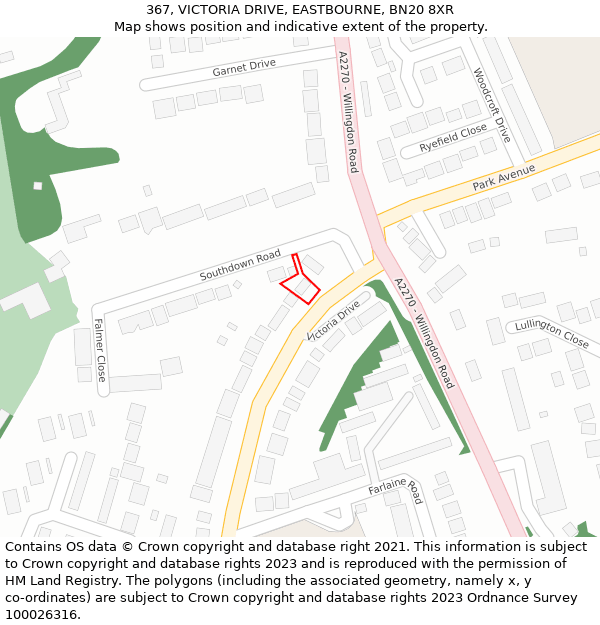 367, VICTORIA DRIVE, EASTBOURNE, BN20 8XR: Location map and indicative extent of plot