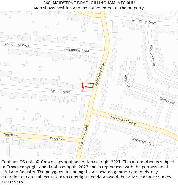 368, MAIDSTONE ROAD, GILLINGHAM, ME8 0HU: Location map and indicative extent of plot