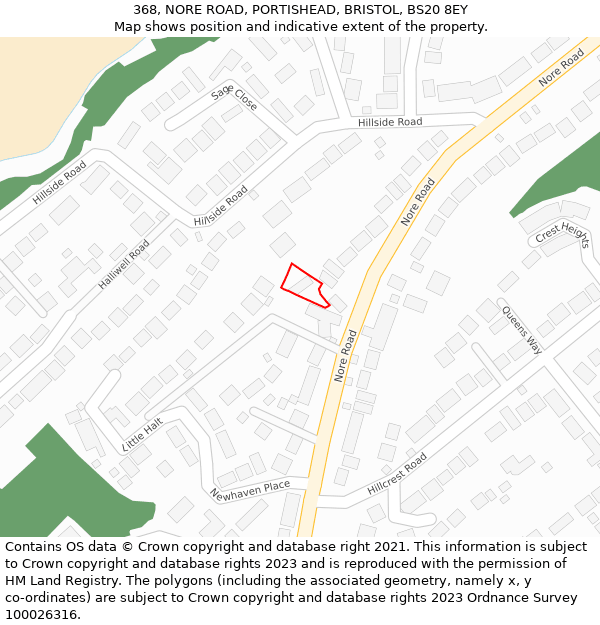 368, NORE ROAD, PORTISHEAD, BRISTOL, BS20 8EY: Location map and indicative extent of plot