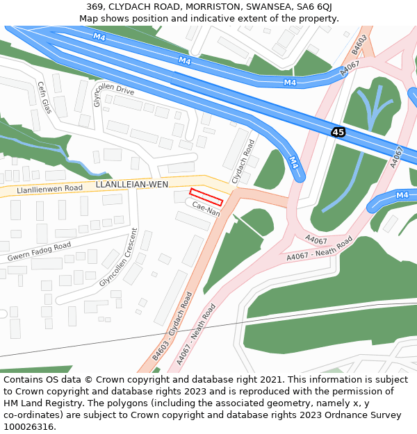 369, CLYDACH ROAD, MORRISTON, SWANSEA, SA6 6QJ: Location map and indicative extent of plot