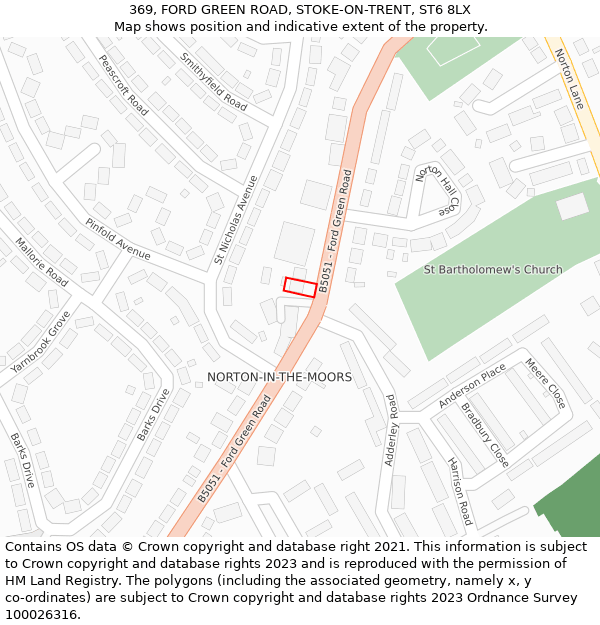 369, FORD GREEN ROAD, STOKE-ON-TRENT, ST6 8LX: Location map and indicative extent of plot