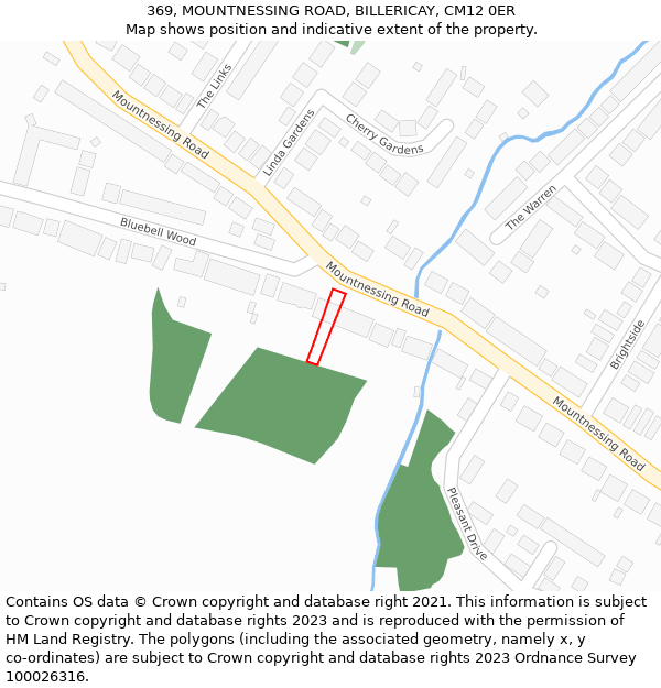 369, MOUNTNESSING ROAD, BILLERICAY, CM12 0ER: Location map and indicative extent of plot