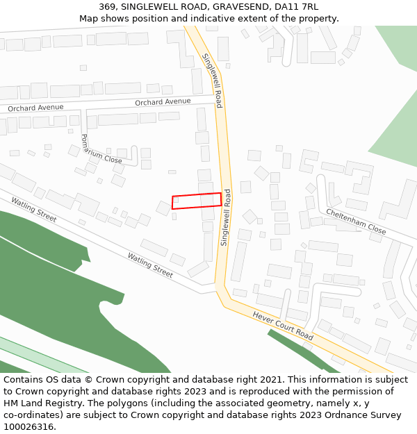 369, SINGLEWELL ROAD, GRAVESEND, DA11 7RL: Location map and indicative extent of plot
