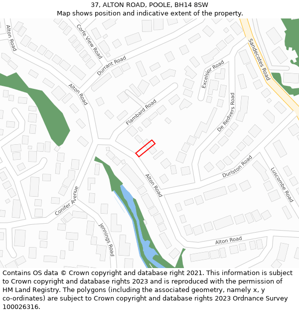37, ALTON ROAD, POOLE, BH14 8SW: Location map and indicative extent of plot