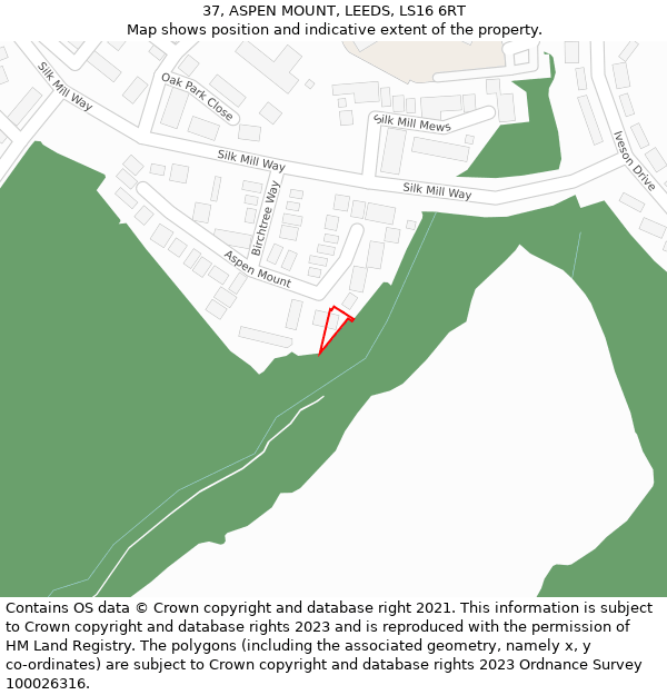 37, ASPEN MOUNT, LEEDS, LS16 6RT: Location map and indicative extent of plot