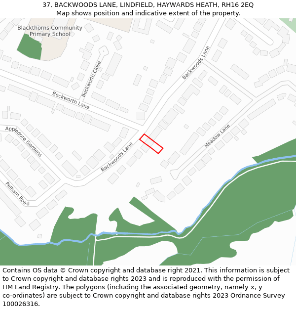 37, BACKWOODS LANE, LINDFIELD, HAYWARDS HEATH, RH16 2EQ: Location map and indicative extent of plot