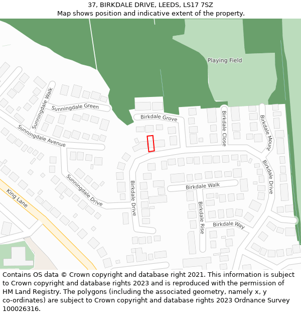 37, BIRKDALE DRIVE, LEEDS, LS17 7SZ: Location map and indicative extent of plot