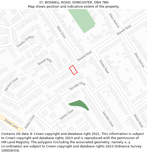 37, BOSWELL ROAD, DONCASTER, DN4 7BN: Location map and indicative extent of plot