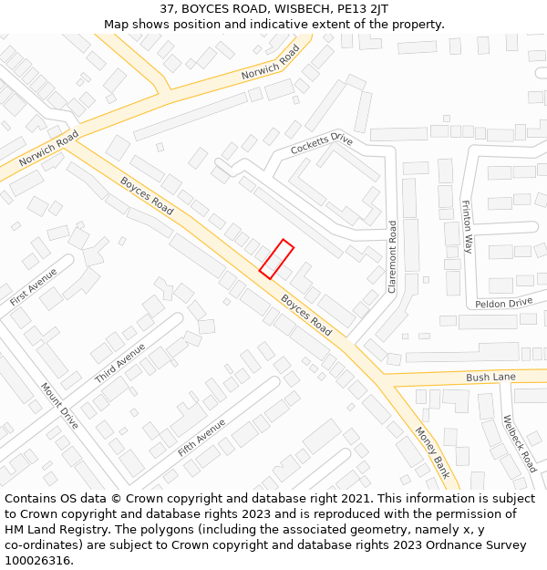 37, BOYCES ROAD, WISBECH, PE13 2JT: Location map and indicative extent of plot