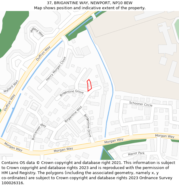 37, BRIGANTINE WAY, NEWPORT, NP10 8EW: Location map and indicative extent of plot