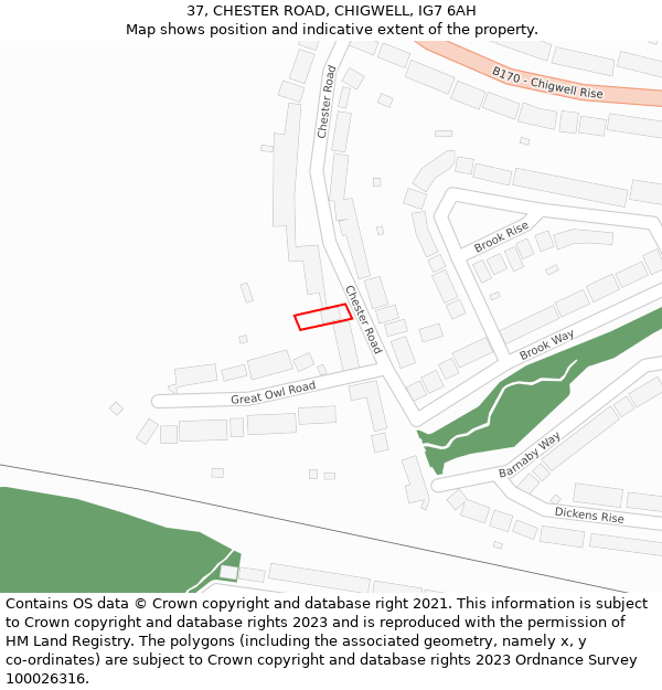 37, CHESTER ROAD, CHIGWELL, IG7 6AH: Location map and indicative extent of plot