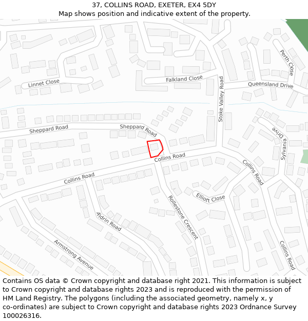 37, COLLINS ROAD, EXETER, EX4 5DY: Location map and indicative extent of plot