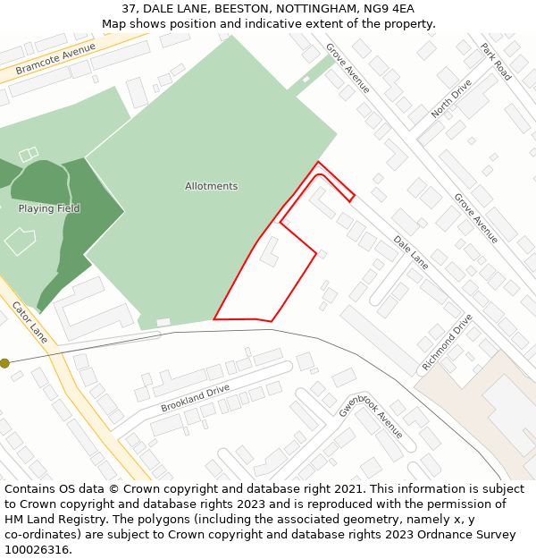 37, DALE LANE, BEESTON, NOTTINGHAM, NG9 4EA: Location map and indicative extent of plot