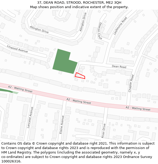 37, DEAN ROAD, STROOD, ROCHESTER, ME2 3QH: Location map and indicative extent of plot