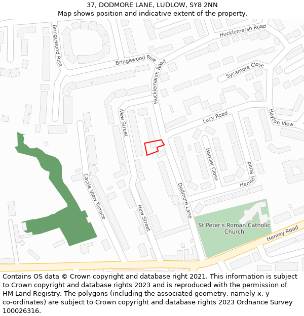 37, DODMORE LANE, LUDLOW, SY8 2NN: Location map and indicative extent of plot