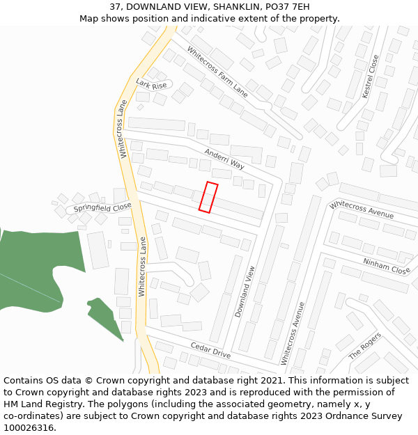 37, DOWNLAND VIEW, SHANKLIN, PO37 7EH: Location map and indicative extent of plot