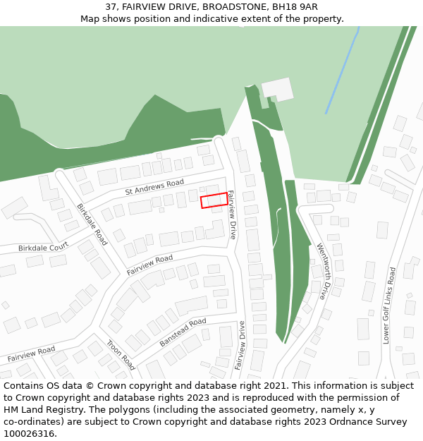 37, FAIRVIEW DRIVE, BROADSTONE, BH18 9AR: Location map and indicative extent of plot