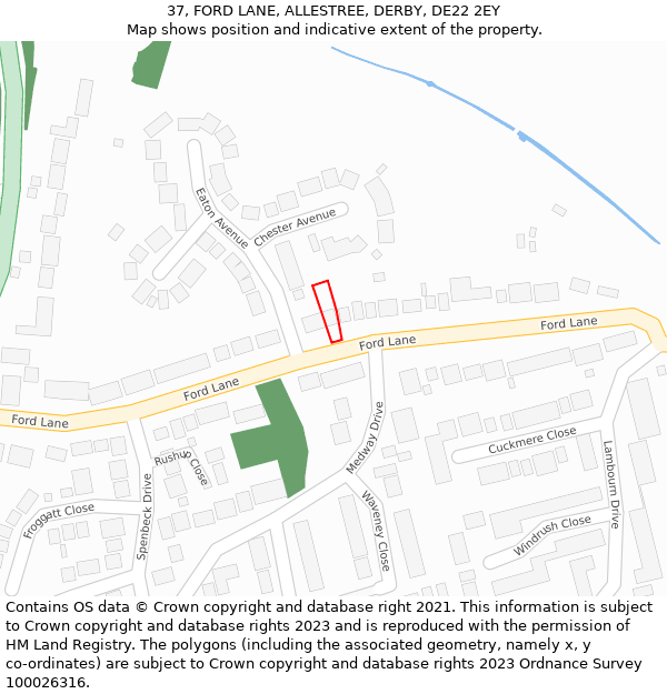 37, FORD LANE, ALLESTREE, DERBY, DE22 2EY: Location map and indicative extent of plot