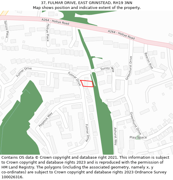 37, FULMAR DRIVE, EAST GRINSTEAD, RH19 3NN: Location map and indicative extent of plot