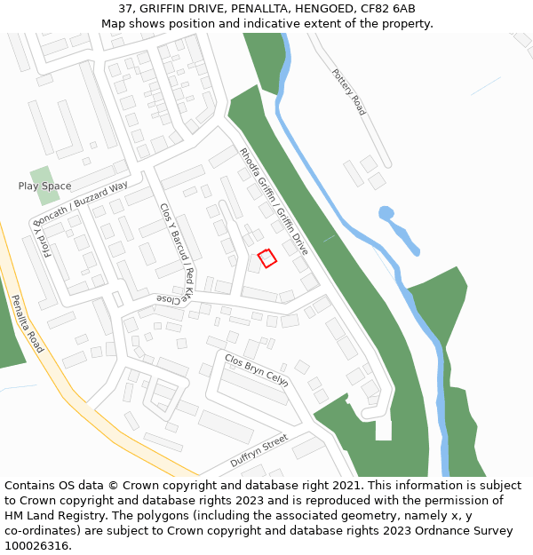 37, GRIFFIN DRIVE, PENALLTA, HENGOED, CF82 6AB: Location map and indicative extent of plot