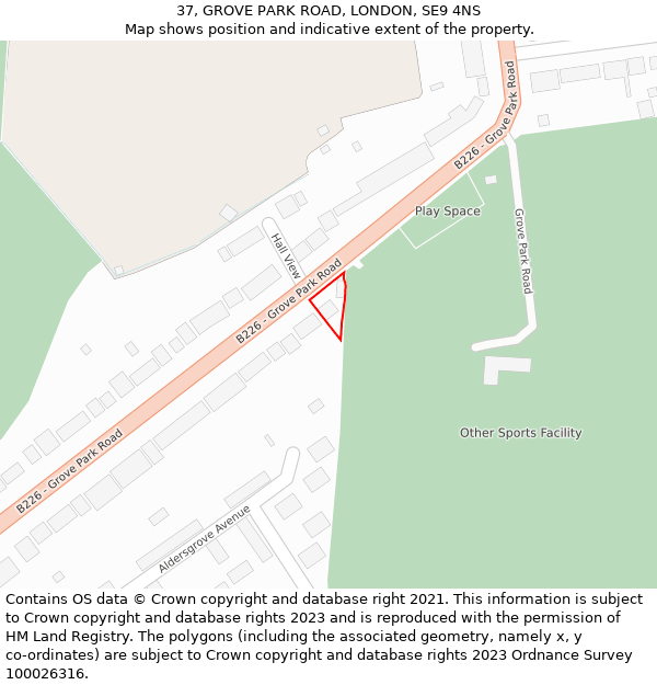 37, GROVE PARK ROAD, LONDON, SE9 4NS: Location map and indicative extent of plot