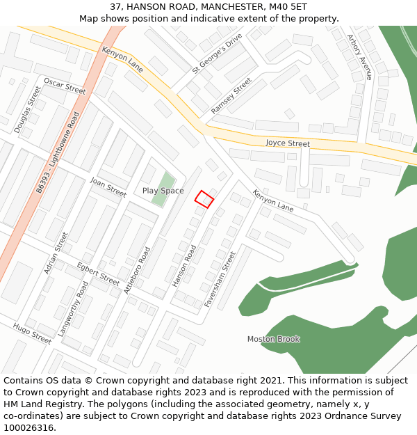 37, HANSON ROAD, MANCHESTER, M40 5ET: Location map and indicative extent of plot